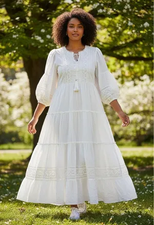 Starling Reine Maxi Emb Bloom Dress Cream Embroidered Boho Cottagecore‎ Size 20 thumbnail 1