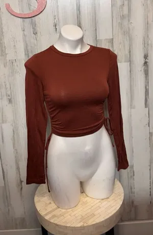 Brown long sleeve top thumbnail 1