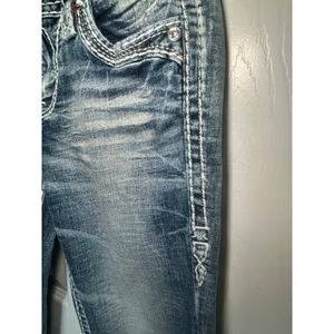Rock Revival Zarina Bootcut Jeans 25 Blue Low Rise Embellished Thick‎ Stitch thumbnail 2