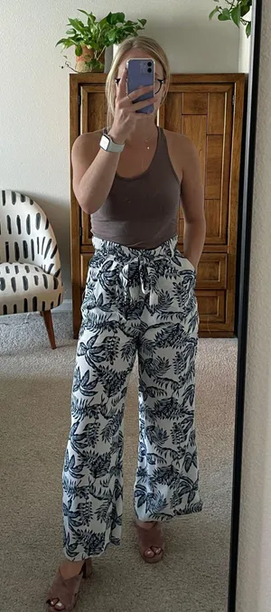 Vestique Vestibule Blue And White Flowy Pants thumbnail 1