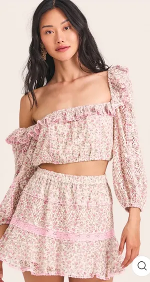 LoveShackFancy Diamond Skirt in Petunia Pink Size XS thumbnail 1