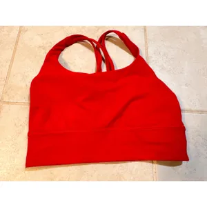 Lululemon Energy Bra Longline Red Strappy Sports Bra LW2EB9S Size 6 thumbnail 3