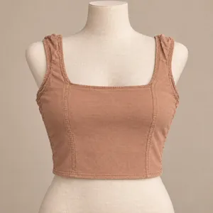 Final Touch Tan Brown Sleeveless Cropped Tank Top Size Small thumbnail 2