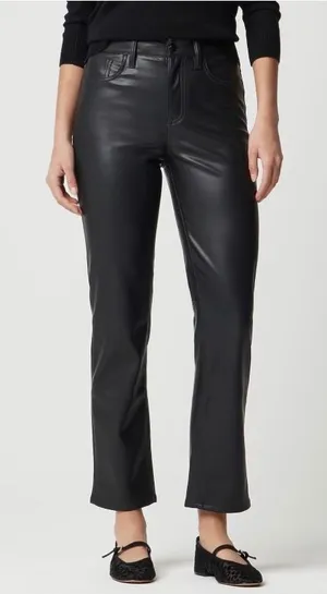 J.Crew Womens Black Faux Leather‎ Straight Leg Pants Mid Rise Size 29 NWOT thumbnail 1
