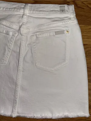 7 For All Mankind White Denim Skirt Women’s Waist Size 25 Cutoff Raw Hem Pockets thumbnail 15