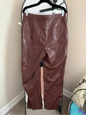 NWOT Abercrombie & Fitch Faux Leather Pants Maroon thumbnail 6
