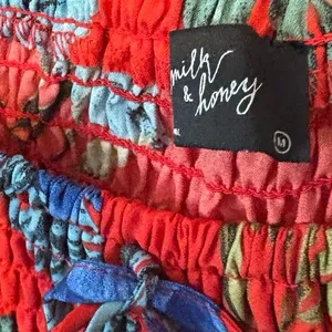 Milk & Honey Red Floral‎ Dress Size Medium thumbnail 7
