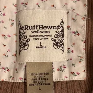 Ruff Hewn Brown Ribbed Button-Down Top thumbnail 2
