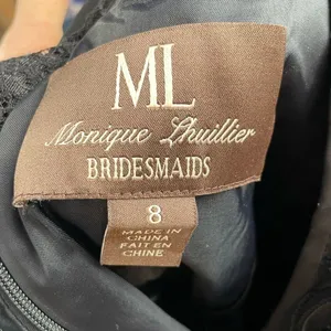 Monique Lhuillier Bridesmaids Sleeveless Lace Detail Gown in‎ Black Size 8 thumbnail 6