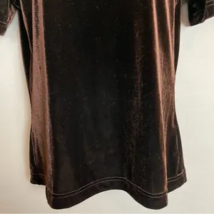 Vintage Velvet T-Shirt Brown Short Sleeves Crew‎ Neck Women Size Small Mushroom thumbnail 5
