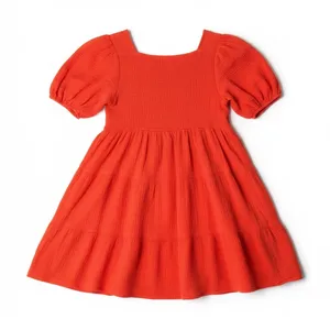 Hunter & Brown Orange Cotton‎ Gauze Tiered Mini Dress Size Large thumbnail 2
