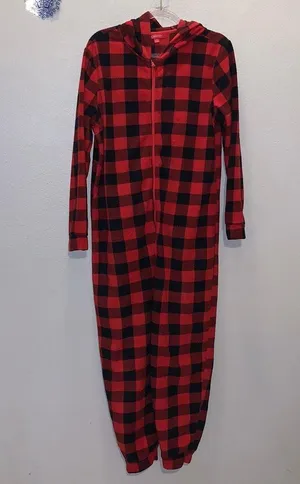 Holiday home red plaid winter matching one piece pajamas thumbnail 1