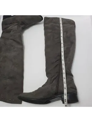 Lime Light Joaquin Faux Suede Studded Knee High Tall Gray Riding Boots Size 9 thumbnail 4