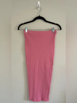 Lulus Ribbed Side Slit Midi Skirt, Pink, Size S, NWOT thumbnail 2