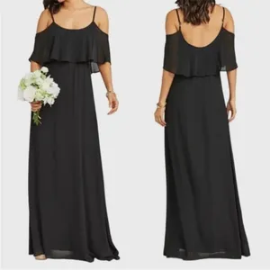 Show Me Your Mumu Caitlin Ruffle Black Maxi Dress Large thumbnail 2