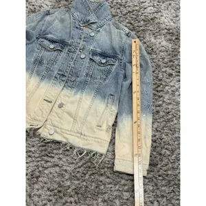 BLANKNYC Denim Jacket Ombre Dip Dye Star Embroidered Distressed Trucker Size XS thumbnail 12