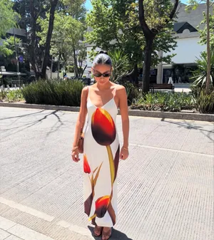 Zara Floral Maxi Dress strappy bodycon fitted bohemian summer vacation casual thumbnail 5