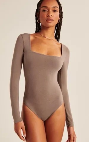 Babaton Light Brown Longsleeve Bodysuit Fitted Contour Aritzia Size Small thumbnail 1