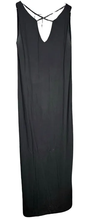 Strappy Beaded Criss Cross Evening Gown Black Dress Size 14 thumbnail 1