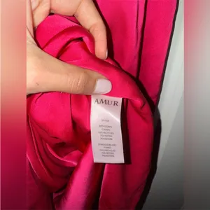 AMUR Deena One Shoulder Midi Dress in Rosie Raspberry‎ Hot Pink Satin Cut Out 4 thumbnail 14