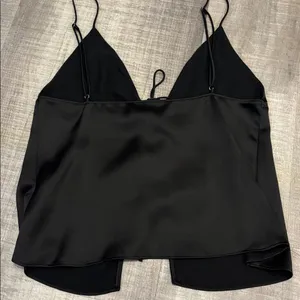 NWT Zara Tie Front Black Blouse thumbnail 3