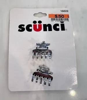 Vintage Scunci Glitter Star Silver Metal Mini Clips‎ Y2K 90s Girlhoodcore NWT thumbnail 1