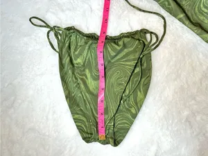GOOD AMERICAN SET: Sarong & Tiny Ties Bikini Bottom • Pesto Swirl • Size Large 3 thumbnail 11