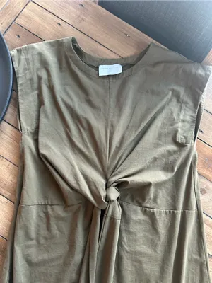 Modern Citizen Fei Tie Front Cotton Dress Green L thumbnail 7