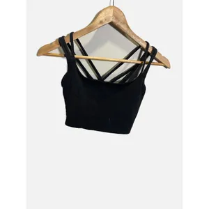 Athleta Perfect Form Sports Bra Womens S Black Strappy Cross Back Yoga Gym thumbnail 2