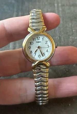 Vintage 2000s Timex Ladies Quartz Watch Two Tone X-Shaped Lugs Silver Dial thumbnail 1