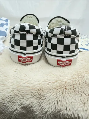Custom Women’s Vans Checkerboard Slip-On Loafers - Black & White- new! Size 8W thumbnail 4