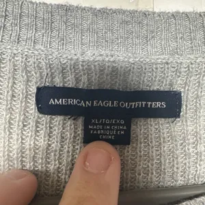 American Eagle Women’s Xl Light Gray Knit Sweater Tie Sleeve Casual Top thumbnail 9
