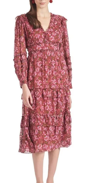 Sachin & Babi Size 10 Ronnie Printed Floral Ruffle‎ Dress thumbnail 1