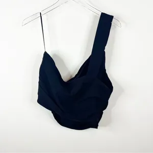 NWT ZARA One Shoulder Linen Blend Tank Women's Size XXL Black Minimalist‎ thumbnail 3