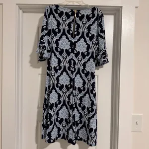 Ronni Nicole‎ Blue & White Textured Pattern Floral Dress Size 8 thumbnail 2