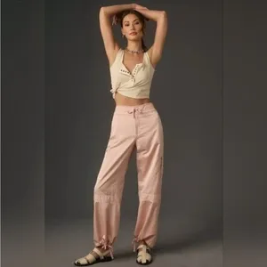 ANTHROPOLOGIE Pilcro Satin Cargo Parachute Pants Pink Combo Size 31 NEW thumbnail 4