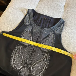 FREE PEOPLE Embroidered‎ Black Lined Sheath Mini Dress Size 4 thumbnail 9