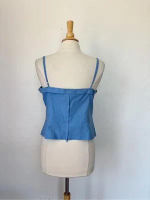 Vintage 90s Y2K Solid Blue Cropped Tank Top Size 14 thumbnail 7