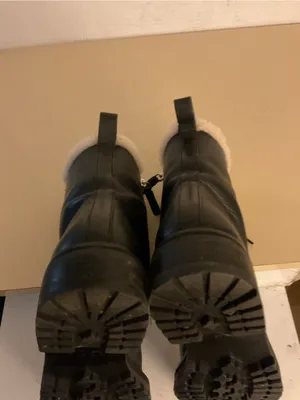 kate spade women Black leather faux fur Jemma platform combat heel boots US 7.5 thumbnail 9