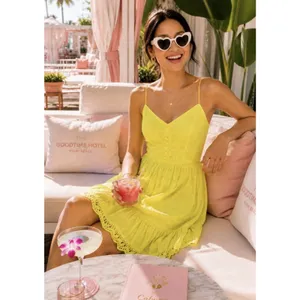 Alice + Olivia Fae Eyelet Embroidered Floral Mini Dress Yellow V-Neck Size 4 NEW thumbnail 8