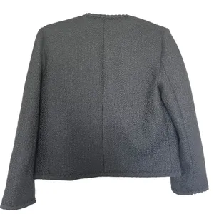 Zara Black Tweed Double Breasted Open Collarless Blazer Jacket Size XS NWT thumbnail 7