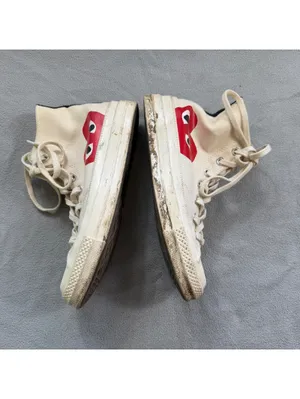 Comme des Garçons PLAY x Converse Chuck 70 High Milk Red Heart Sneakers M5 W7 thumbnail 6