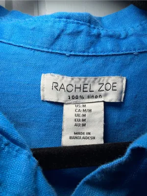 Rachel Zoe Electric Blue linen Button-Down Shirt thumbnail 2