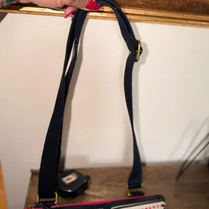Fossil Eliza Crossbody Bag Striped Canvas Pink‎ Black Zip Top Shoulder Purse thumbnail 9
