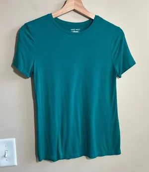 Nine West Soft Spun T-Shirt XS Teal Womens Rayon Spandex Stretch Tee thumbnail 1