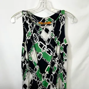 Tory Burch Small Dress Shift Chain Print‎ Silk Sleeveless Beach Vacation 206 thumbnail 3