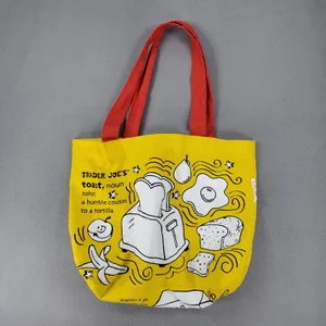 Trader Joe's Tote Bag Yellow Breakfast Waffle Toast Graphic Canvas Reusable thumbnail 3