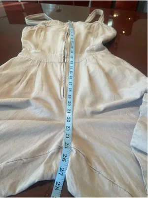Free People Call On Me Tan Linen Blend Zip Front Wide Leg Jumpsuit Size XL thumbnail 9