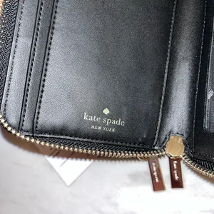 kate spade Black and Blush Zip-Around Wristlet Wallet thumbnail 7