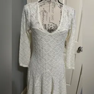 Free people lace long sleeves dress cream color size L cute dress bohemian ✨ y2k thumbnail 2